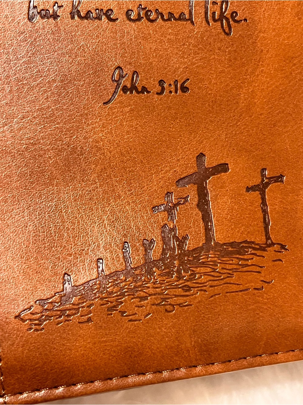 vegan leather Two-Tone Bible/Book Cover - John 3:16 (L - Picture 8 of 10